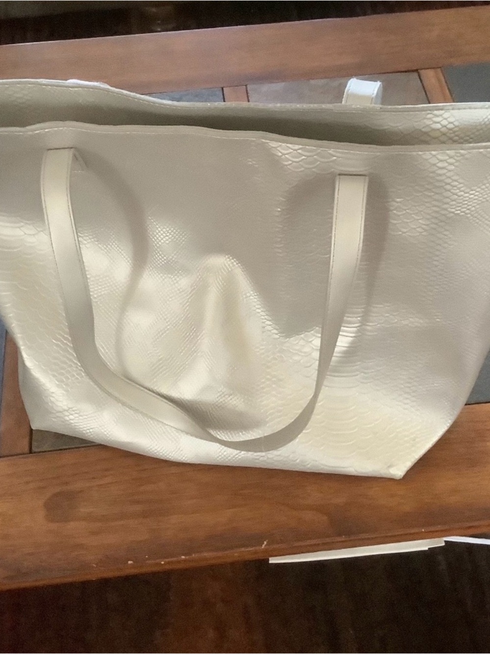 Bath & Body Works Large Silver Metallic Tote NWOT